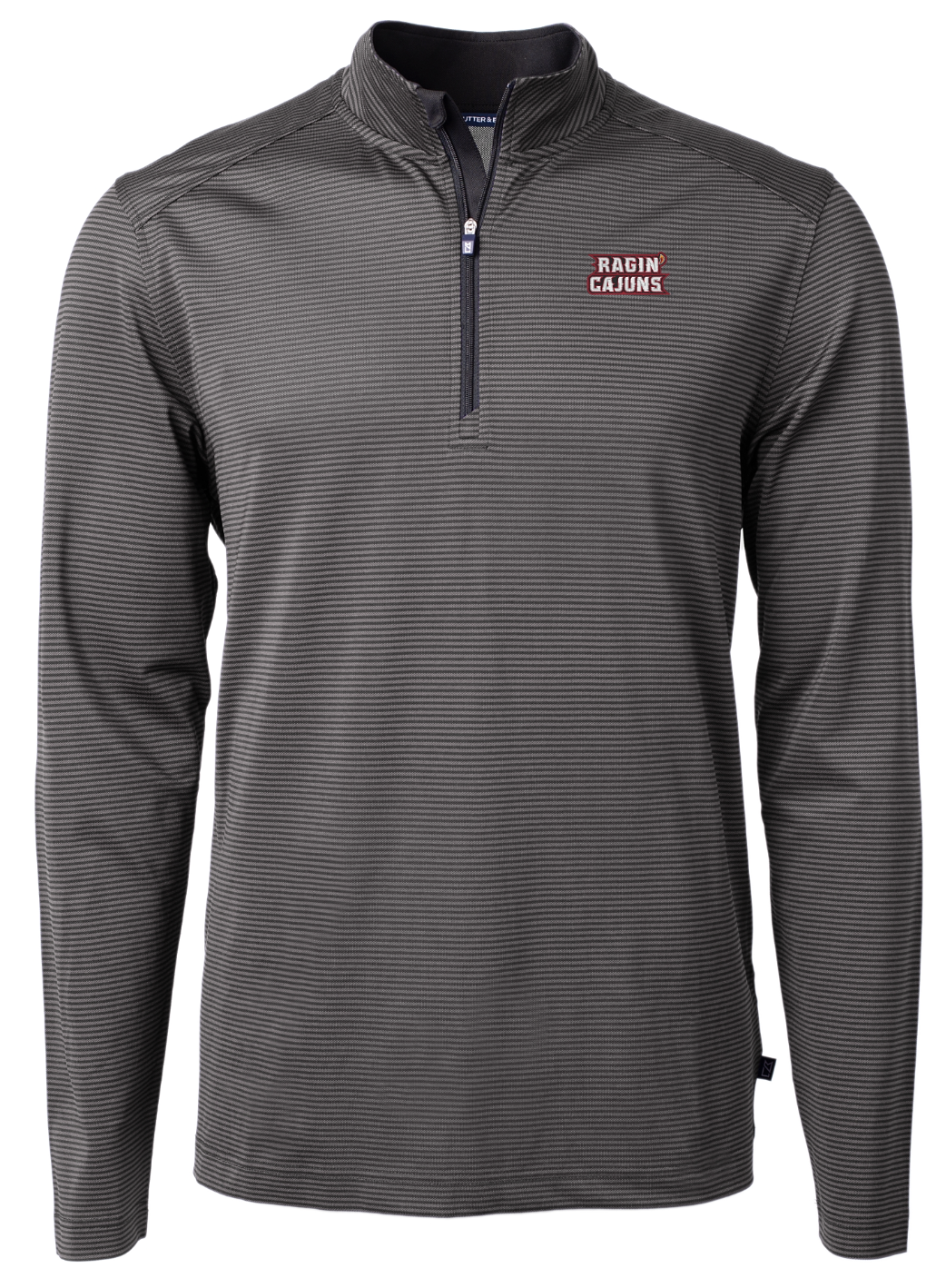 Ragin Cajuns Micro Stripe Mens Quarter Zip - Black/Grey