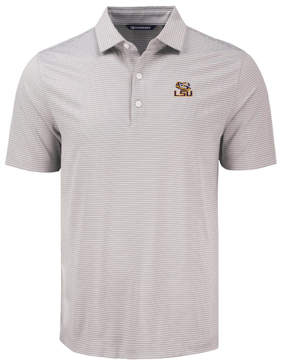 LSU Tigers Eco Fine Line Stripe Stretch Mens Polo