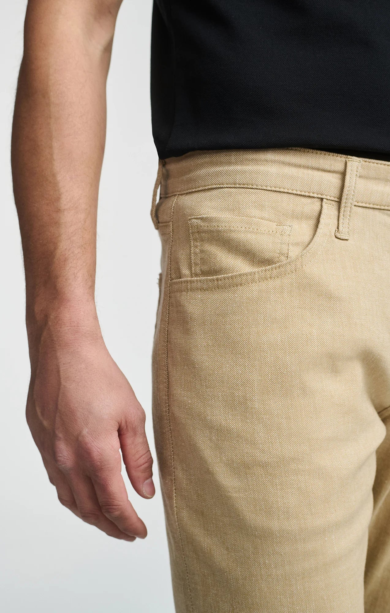Marcus Slim Straight Leg Pants - Beige Linen