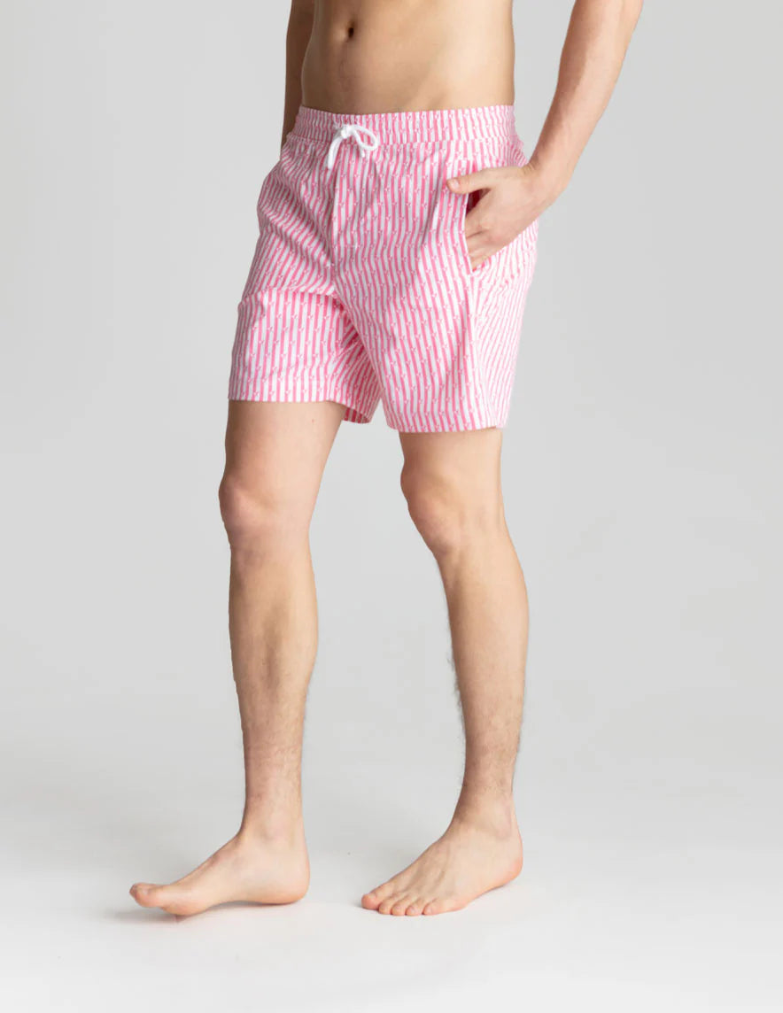 Birddogs Bathing Suit - Pink & White Stripes