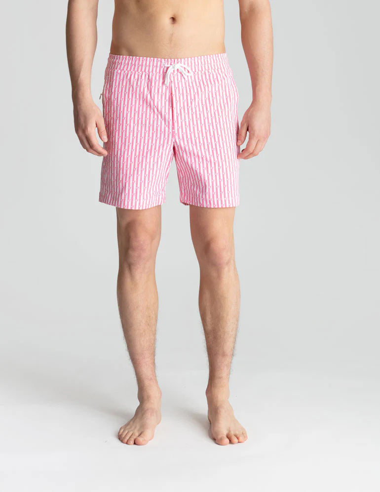 Birddogs Bathing Suit - Pink & White Stripes