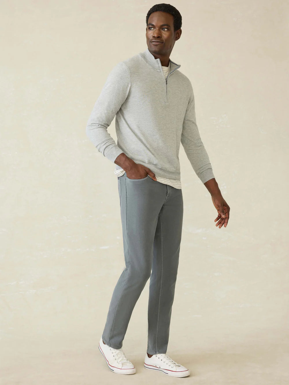 Faherty Stretch Terry 5-Pocket Pant - Slate