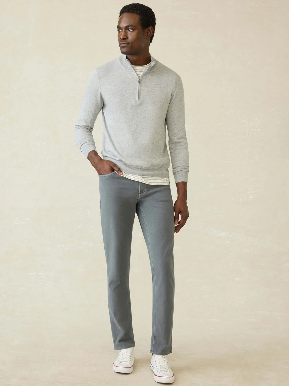 Faherty Stretch Terry 5-Pocket Pant - Slate