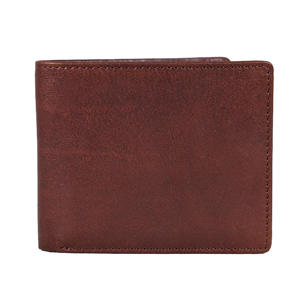 Leather Slim Billfold Wallet - Brown