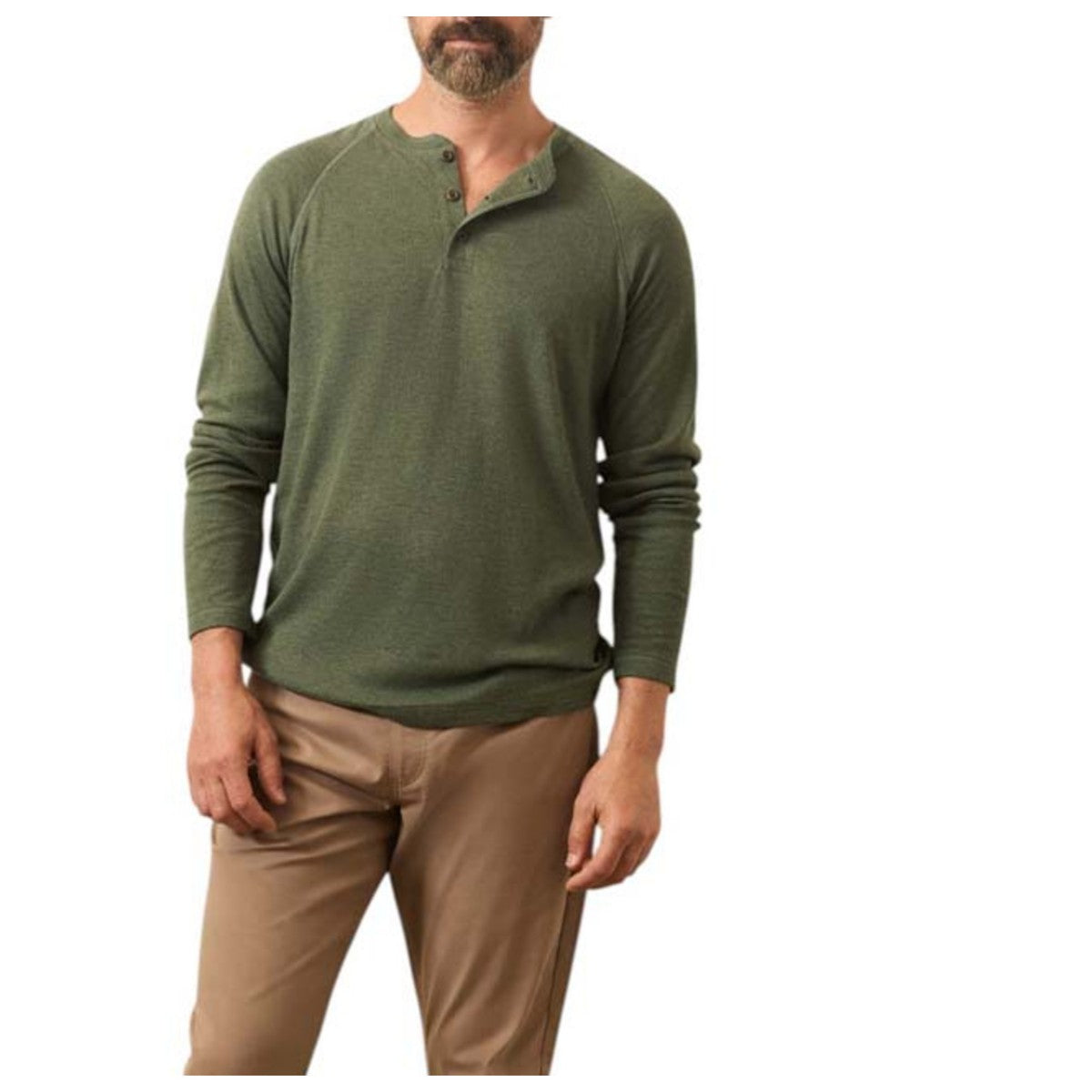 Long-Sleeve Cloud Henley - Deep Fern Heather