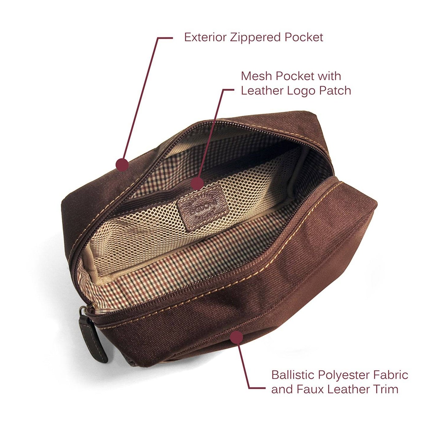 Garth Nylon and Leather Travel Kit - Brown