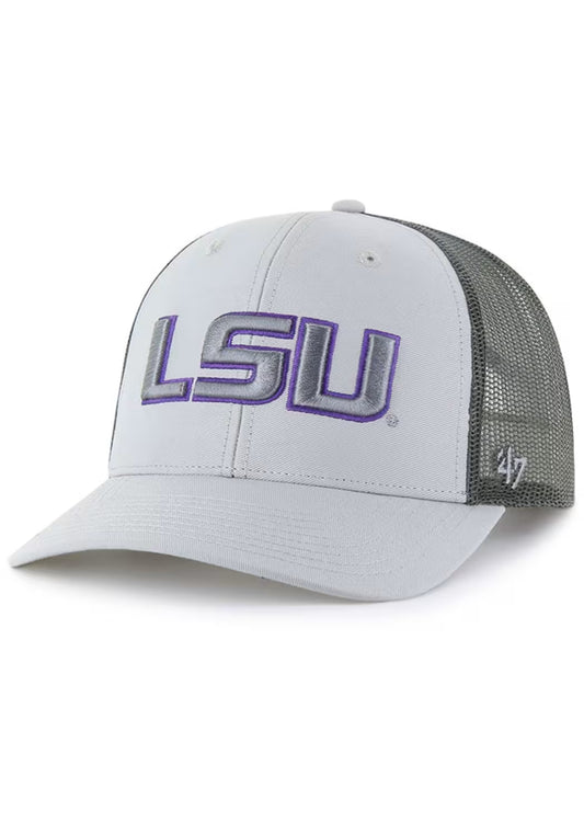 47 LSU Tigers Outline Trucker Adjustable Hat - Grey