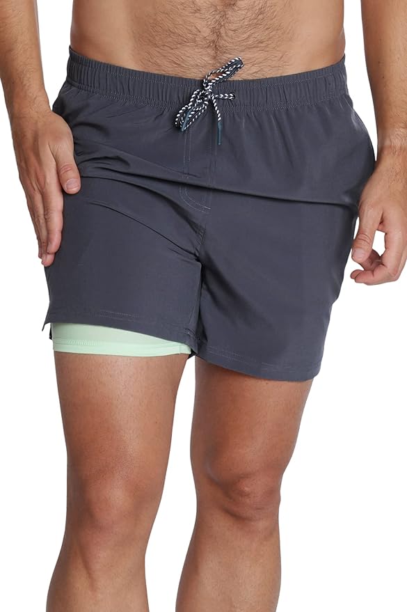 Swim Trunk - Charcoal with Green Liner