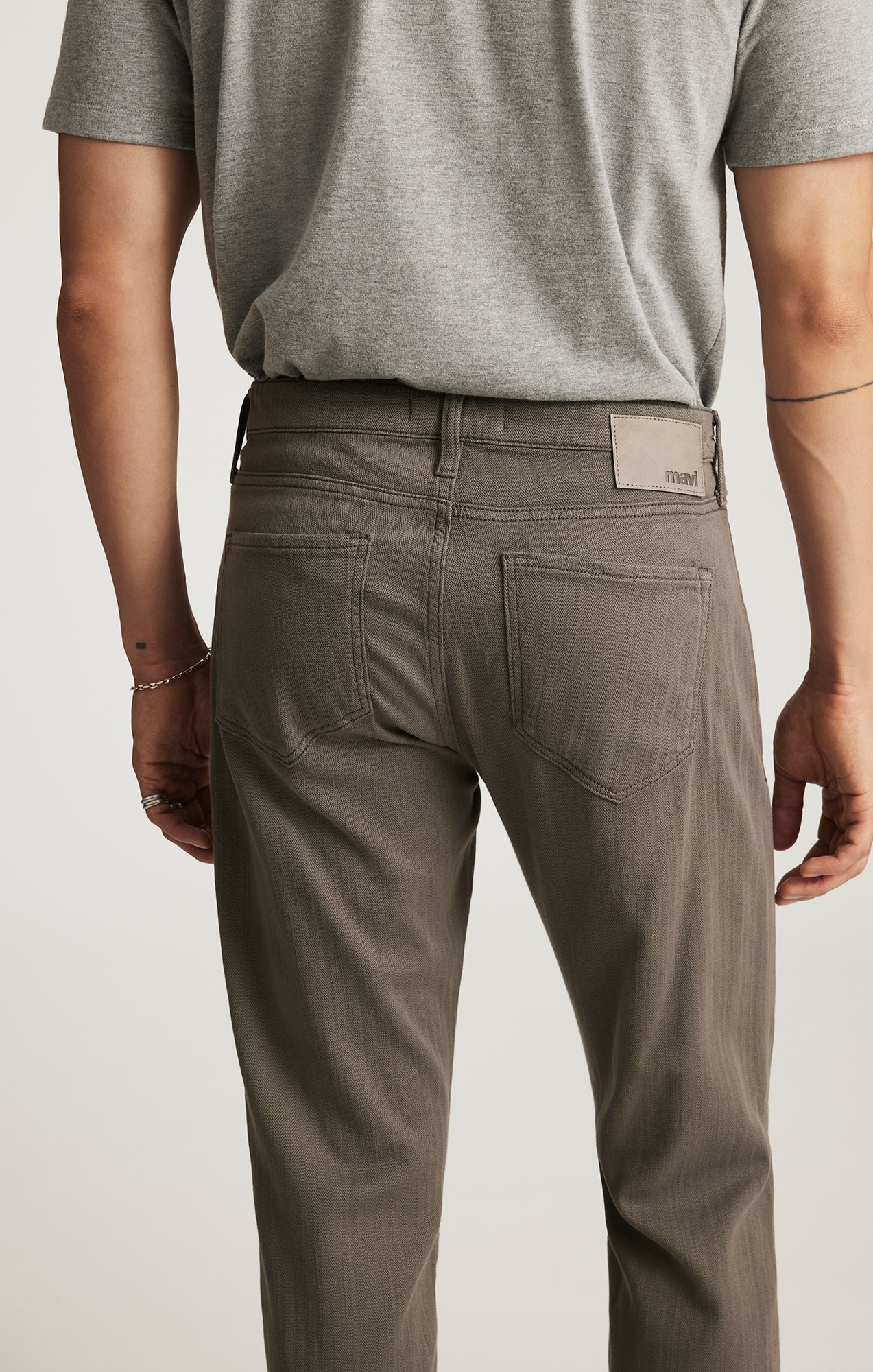 Marcus Slim Straight Leg Pants - Sage Herringbone