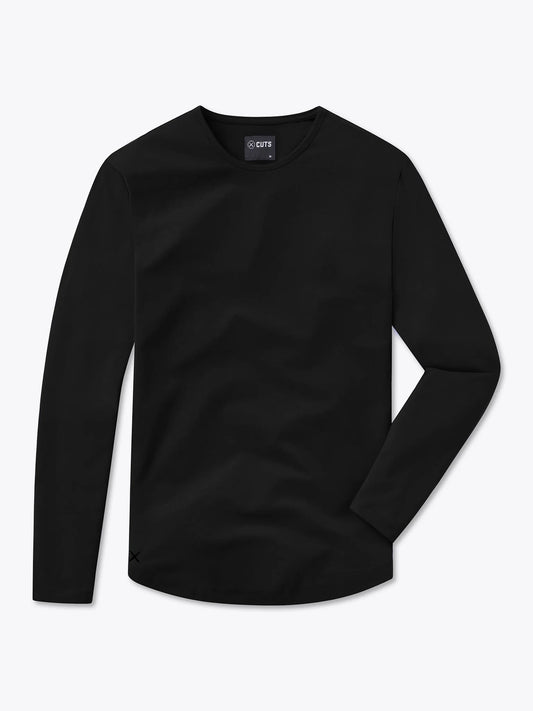 Long Sleeve Curve-Hem Tee - Black