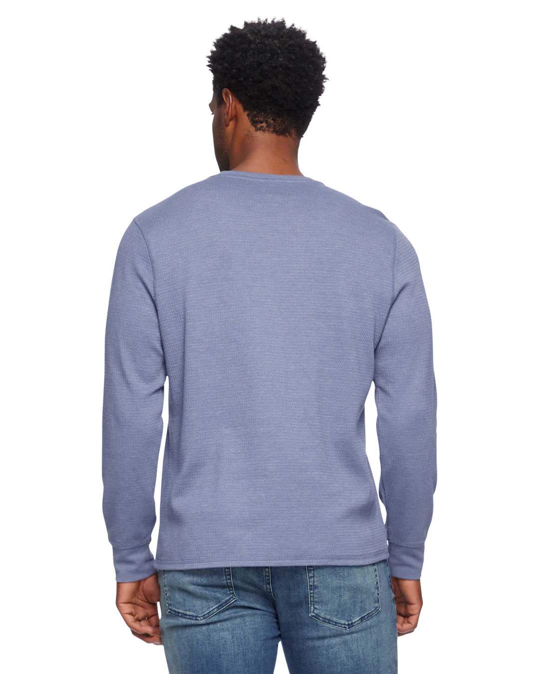 Waffle Henley - Blue Heather