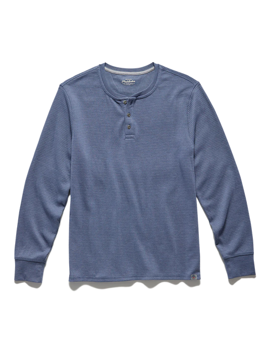 Waffle Henley - Blue Heather