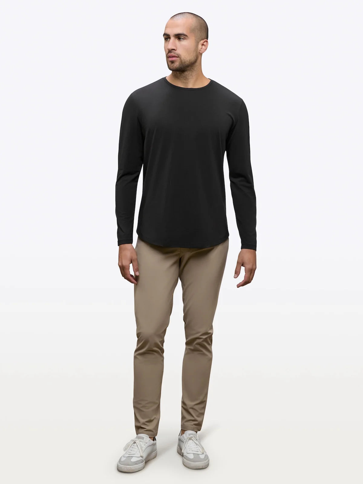 Long Sleeve Curve-Hem Tee - Black