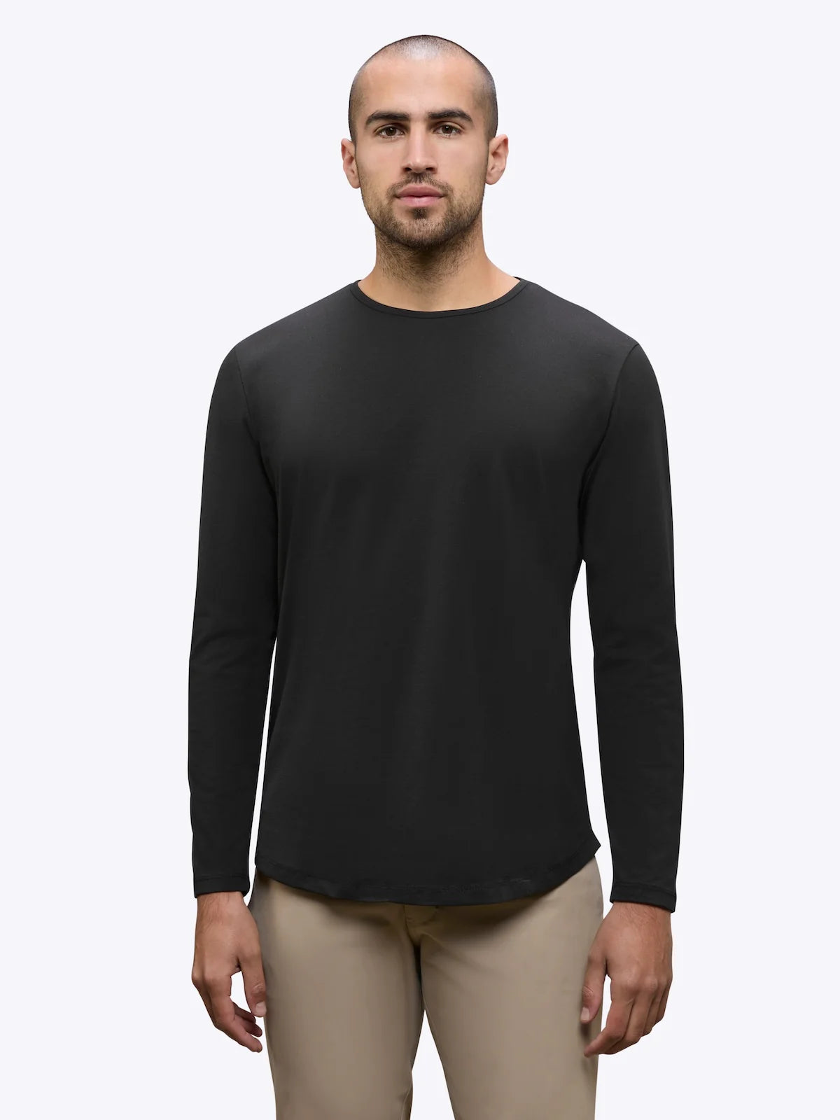 Long Sleeve Curve-Hem Tee - Black