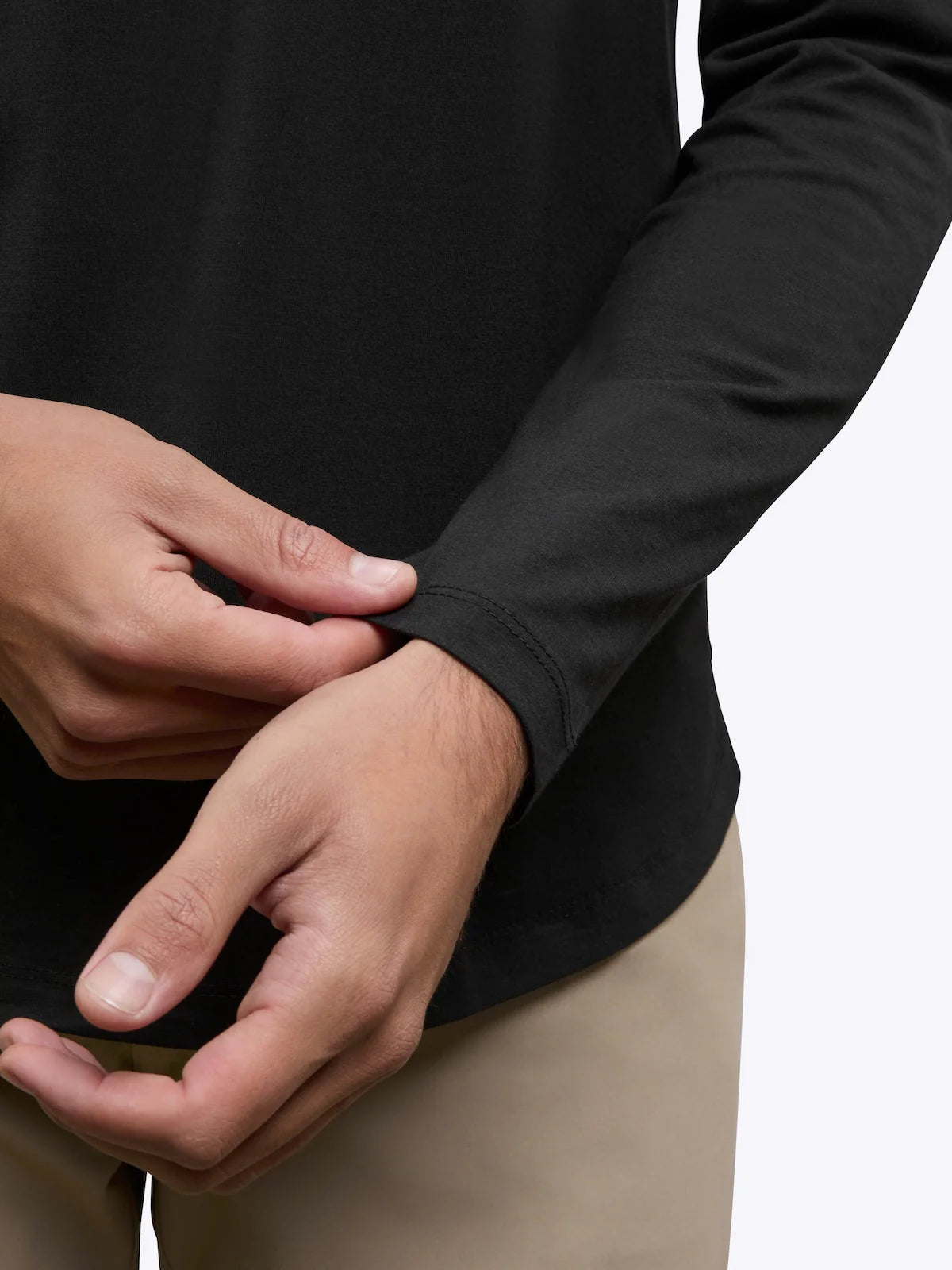 Long Sleeve Curve-Hem Tee - Black