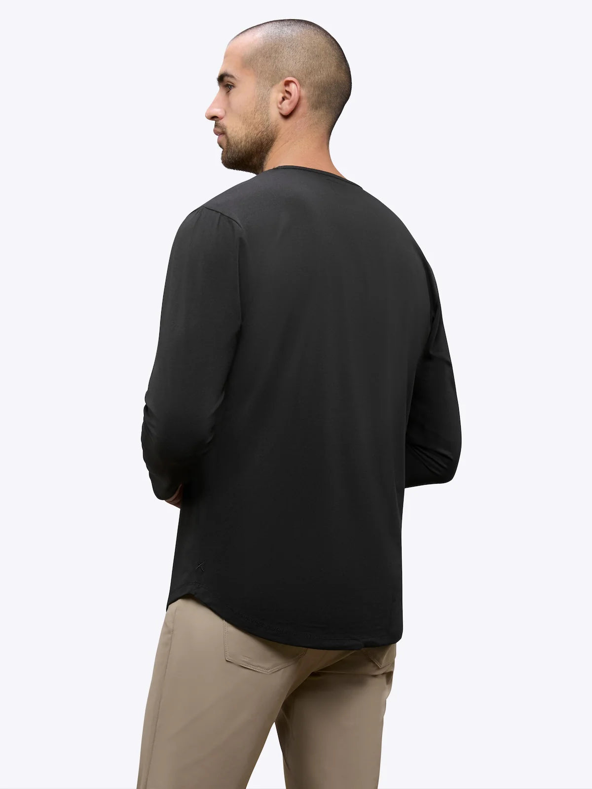 Long Sleeve Curve-Hem Tee - Black