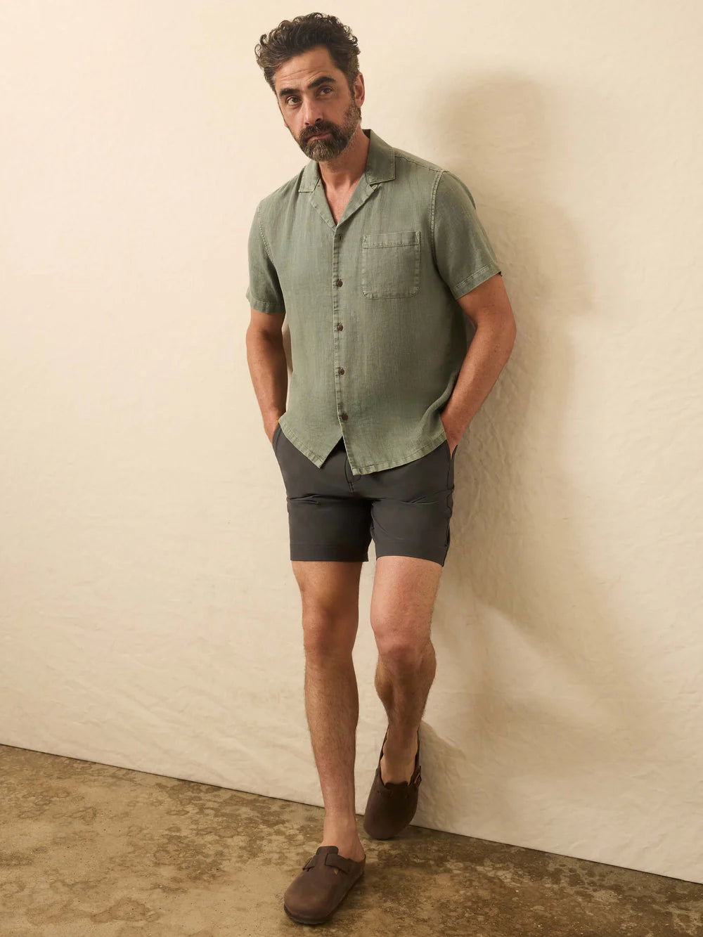 Short-Sleeve Hemp Blend Shirt - Olive Dusk
