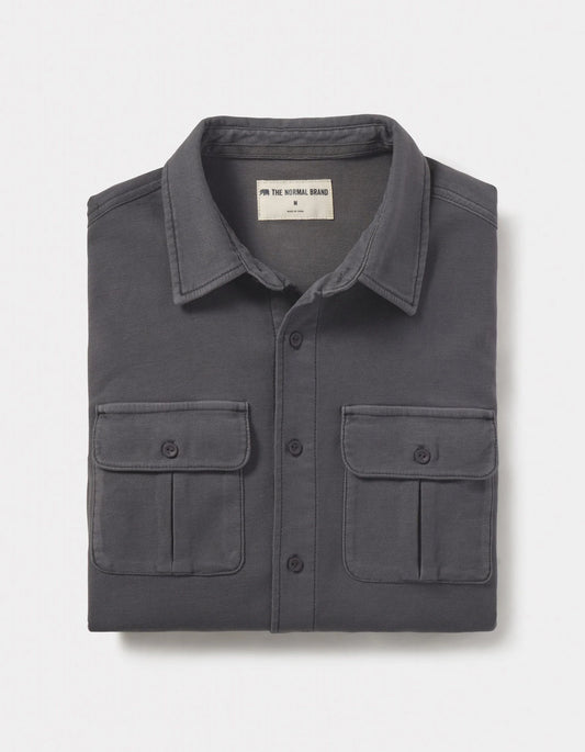 Comfort Terry Shirt Jacket - Steel