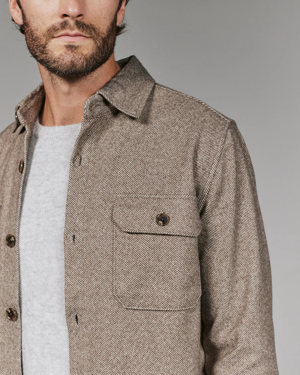 Generation Herringbone Shacket - Umber