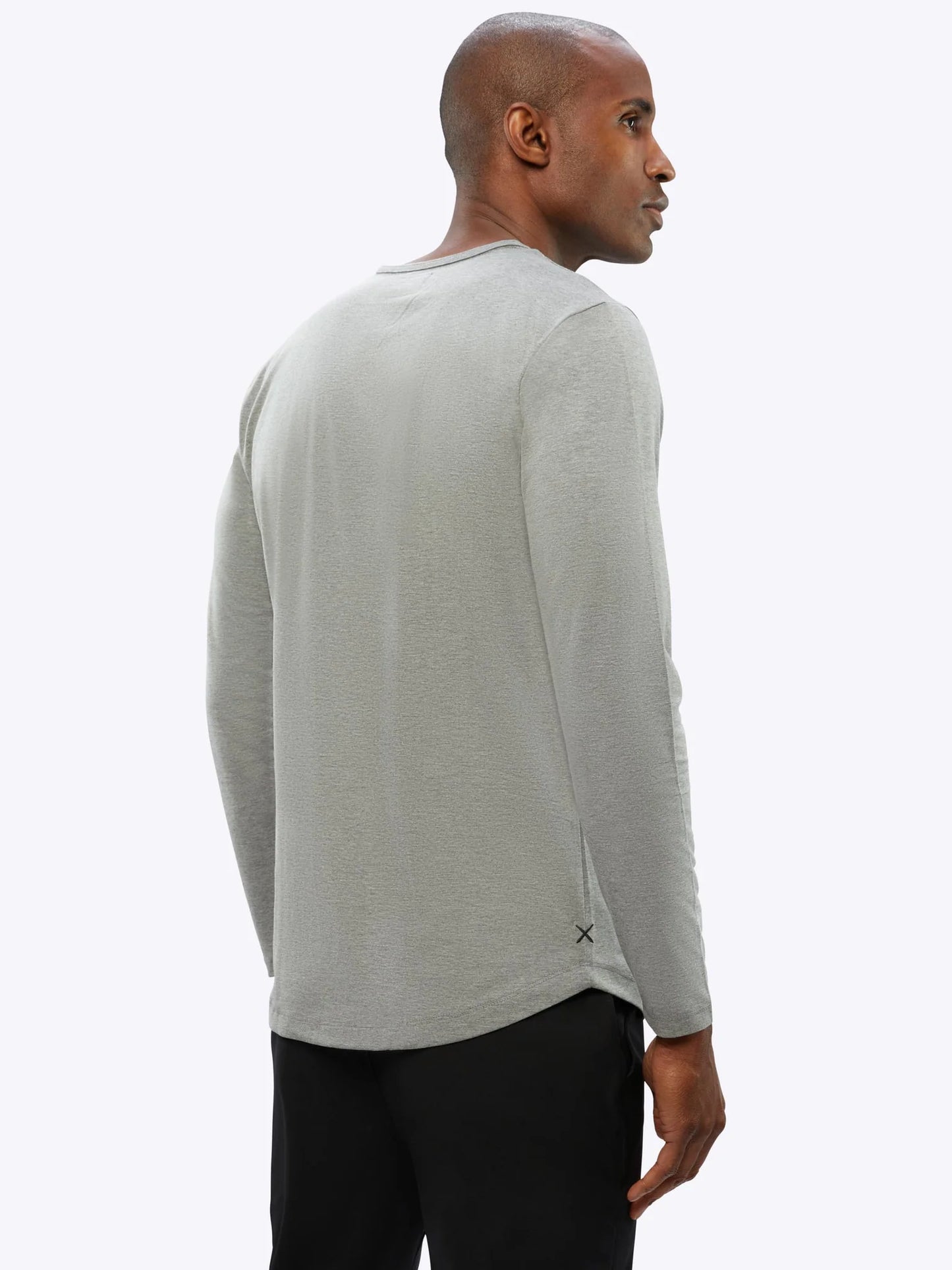 Long Sleeve Curve-Hem Tee - Heather Grey
