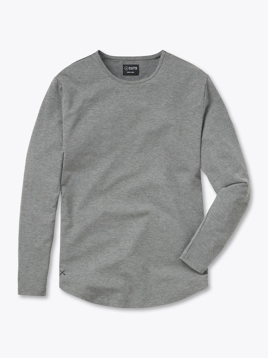 Long Sleeve Curve-Hem Tee - Heather Grey