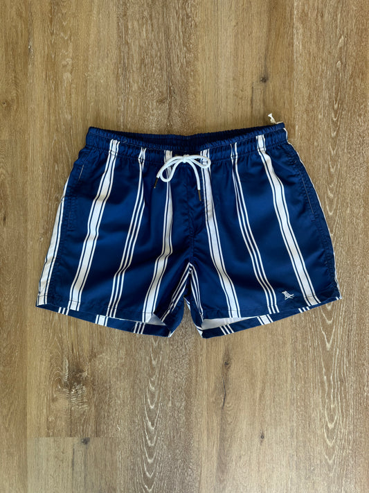 Swim Trunks - Navy and White Striped