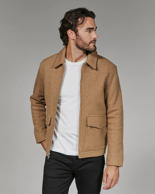 Boucle Zip Jacket - Tan