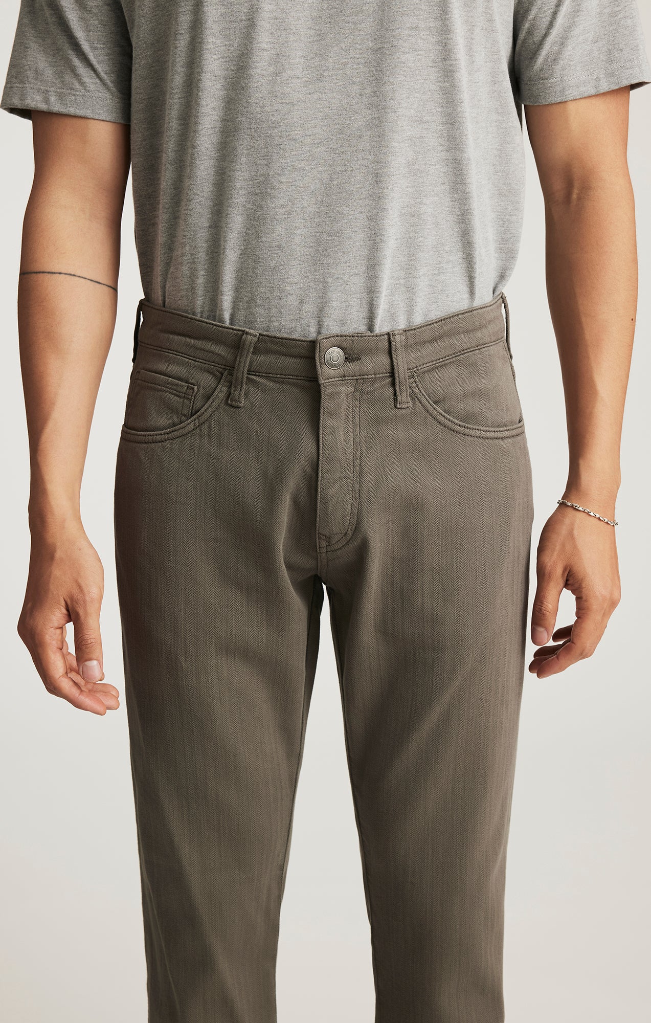 Marcus Slim Straight Leg Pants - Sage Herringbone
