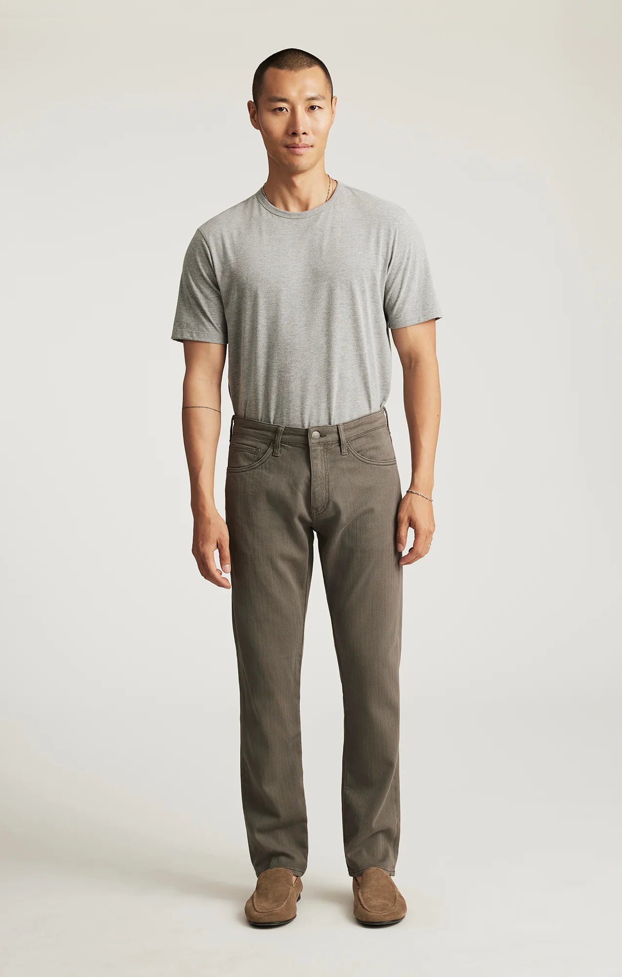Marcus Slim Straight Leg Pants - Sage Herringbone