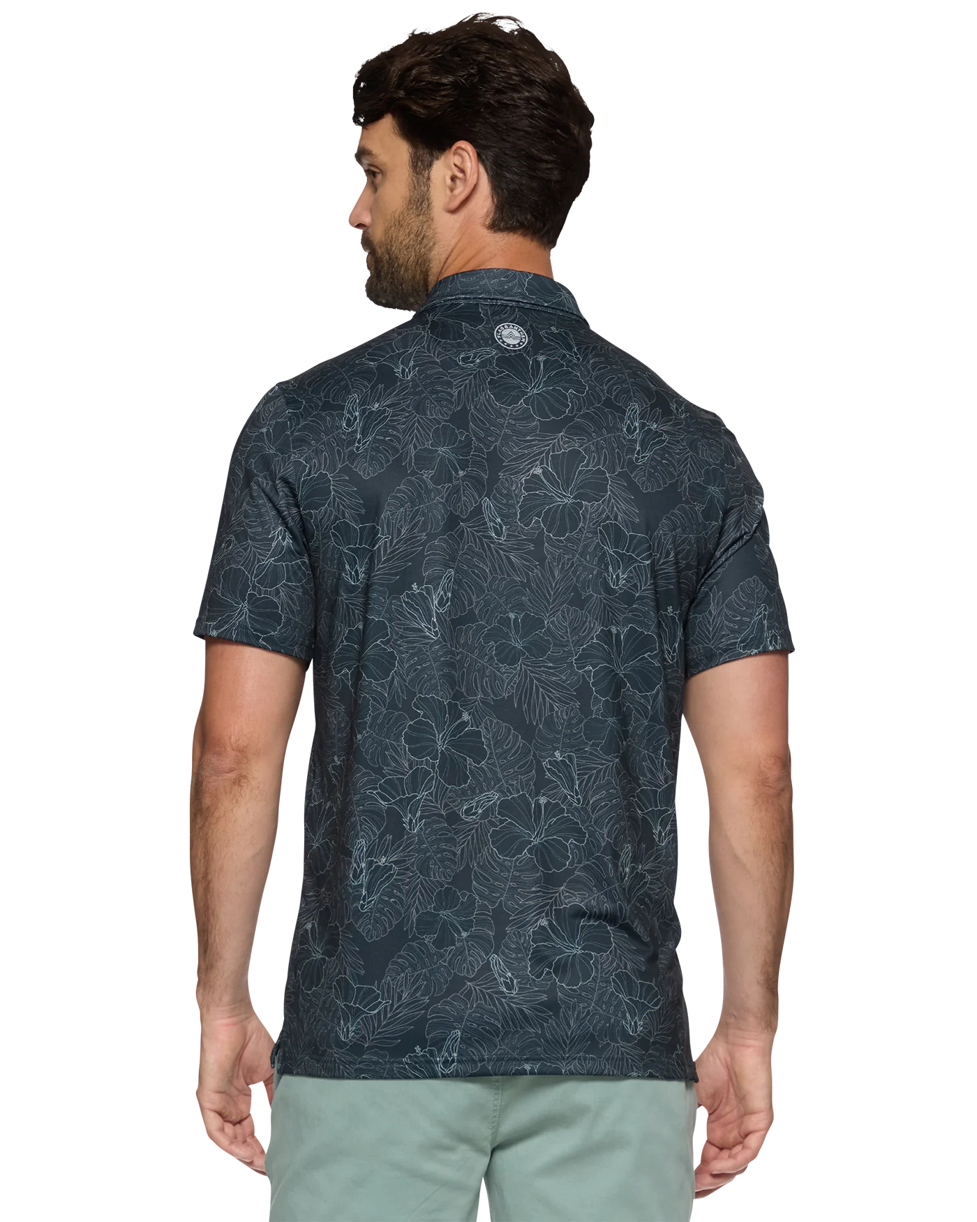 Manteca Floral Print Performance Polo  - Black