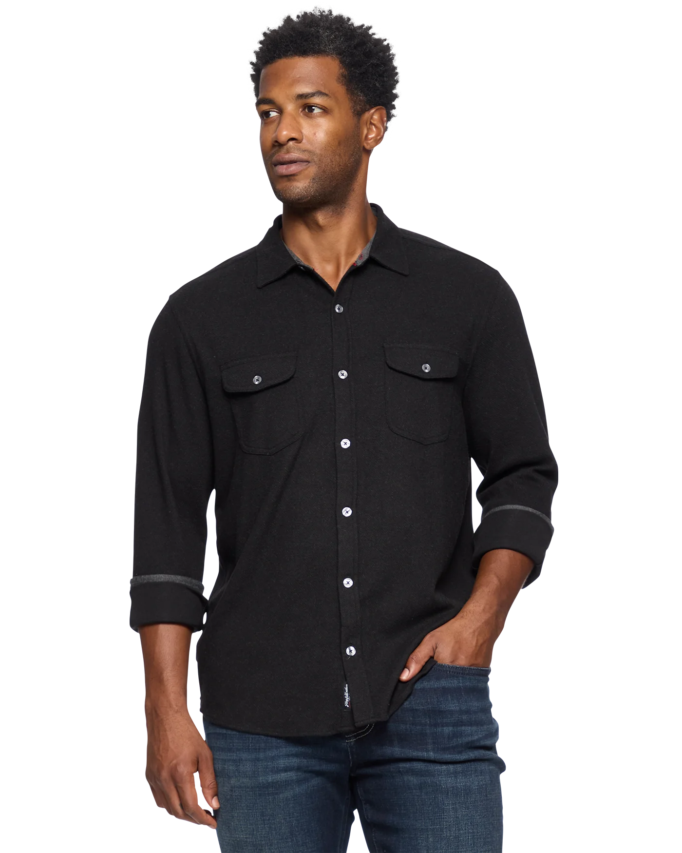 Madeflex Stretch Knit Flannel Shirt - Black