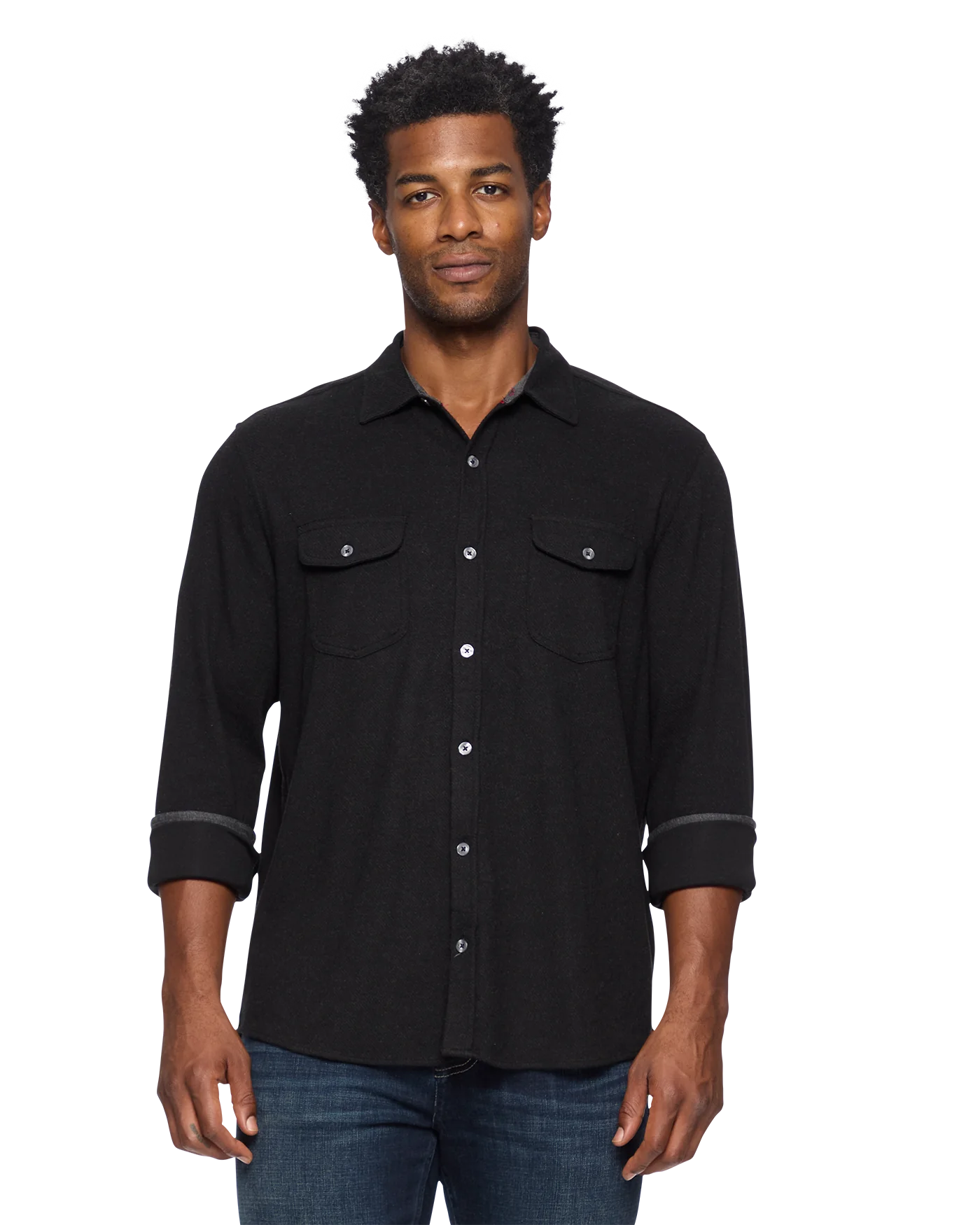 Madeflex Stretch Knit Flannel Shirt - Black