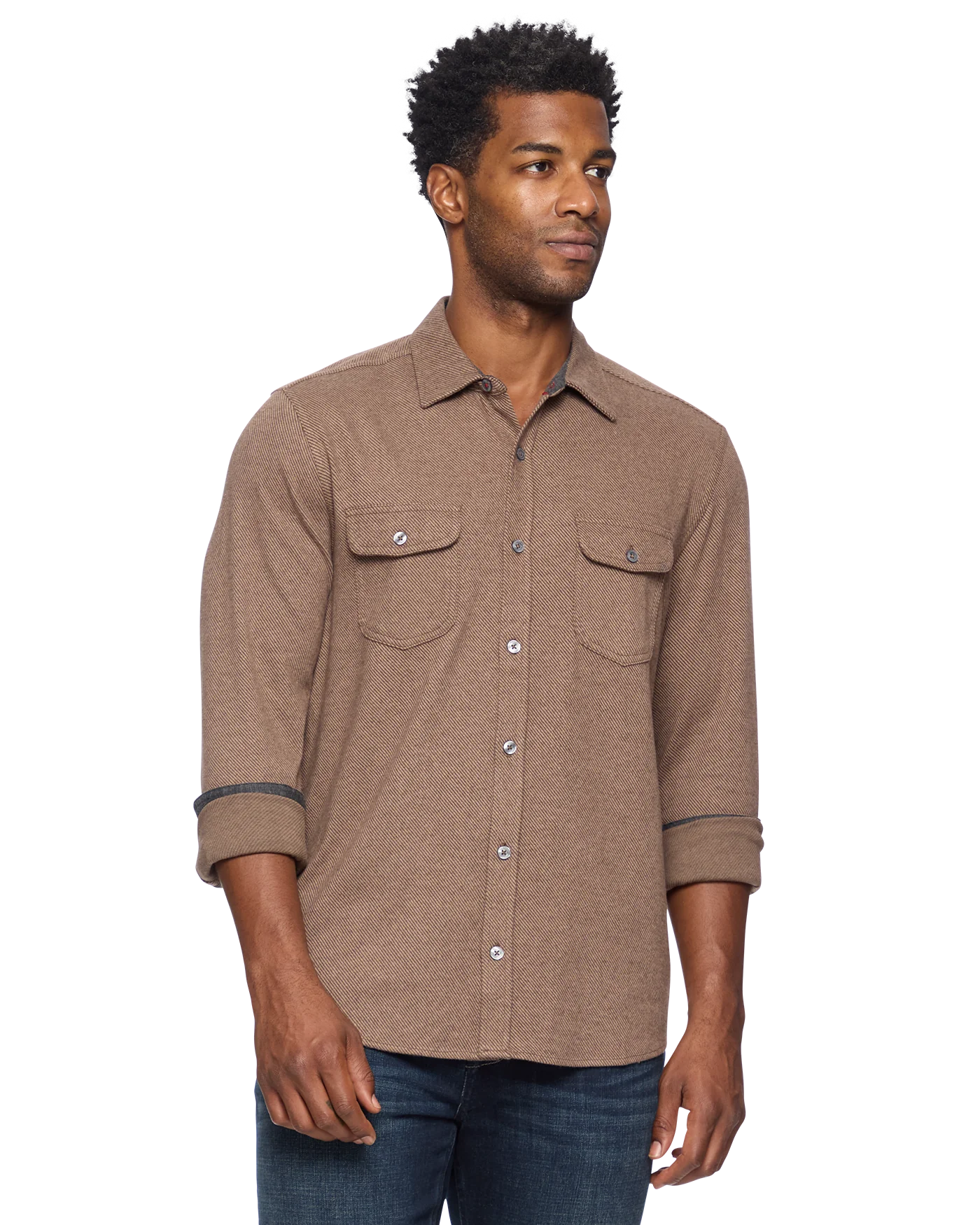 Madeflex Stretch Knit Flannel Shirt - Brown