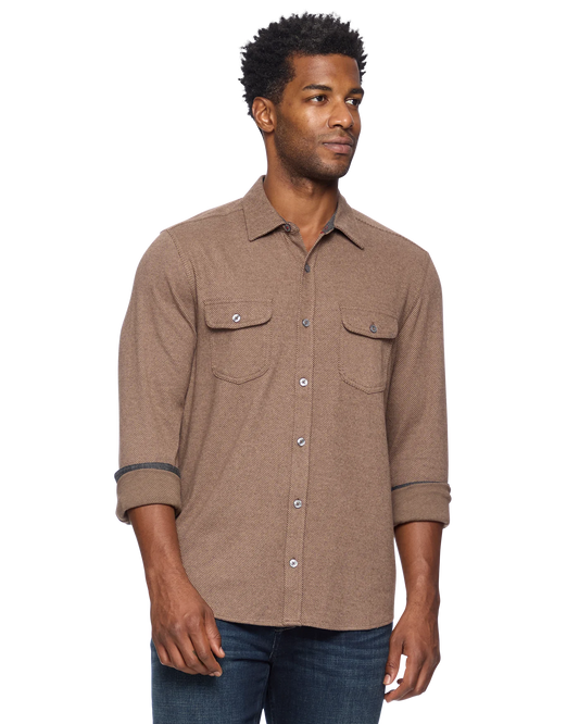 Madeflex Stretch Knit Flannel Shirt - Brown