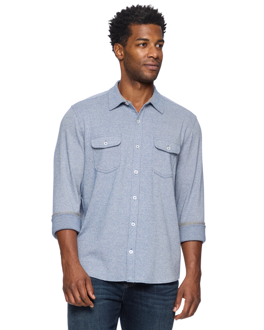 Madeflex Stretch Knit Flannel Shirt - Light Blue