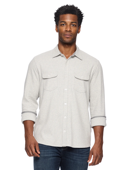 Madeflex Stretch Knit Flannel Shirt - Light Grey