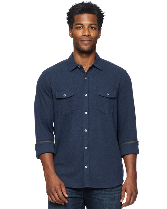 Madeflex Stretch Knit Flannel Shirt - Navy