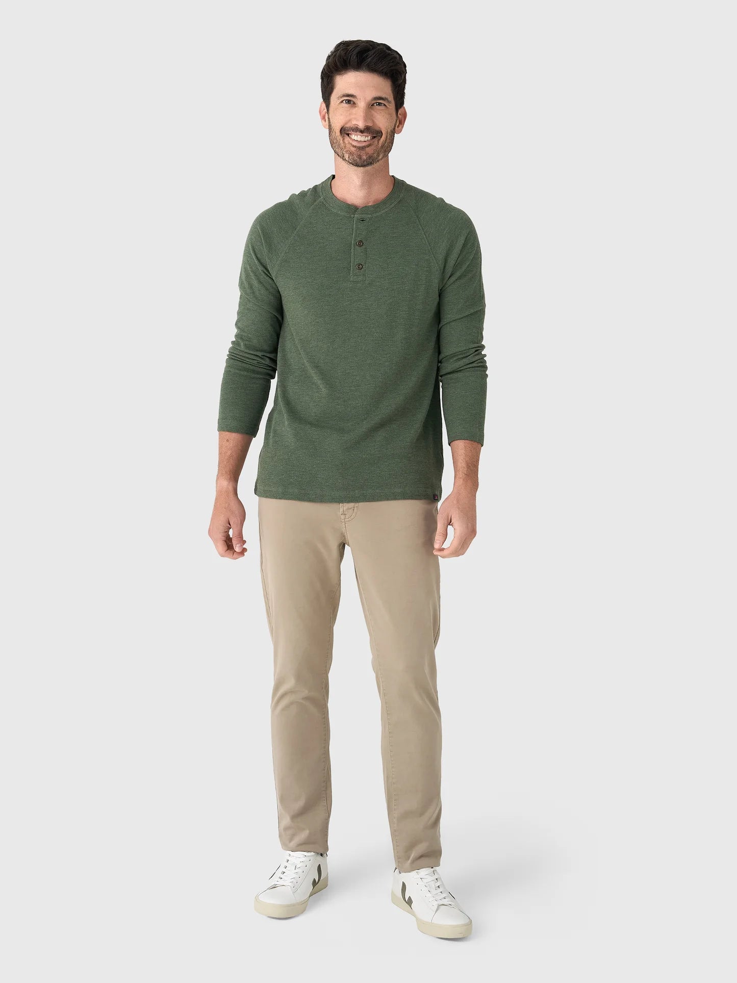 Long-Sleeve Cloud Henley - Deep Fern Heather