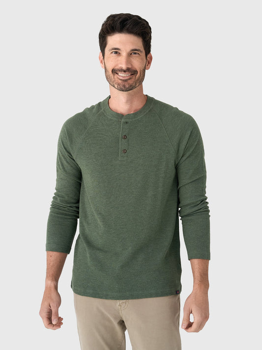 Long-Sleeve Cloud Henley - Deep Fern Heather