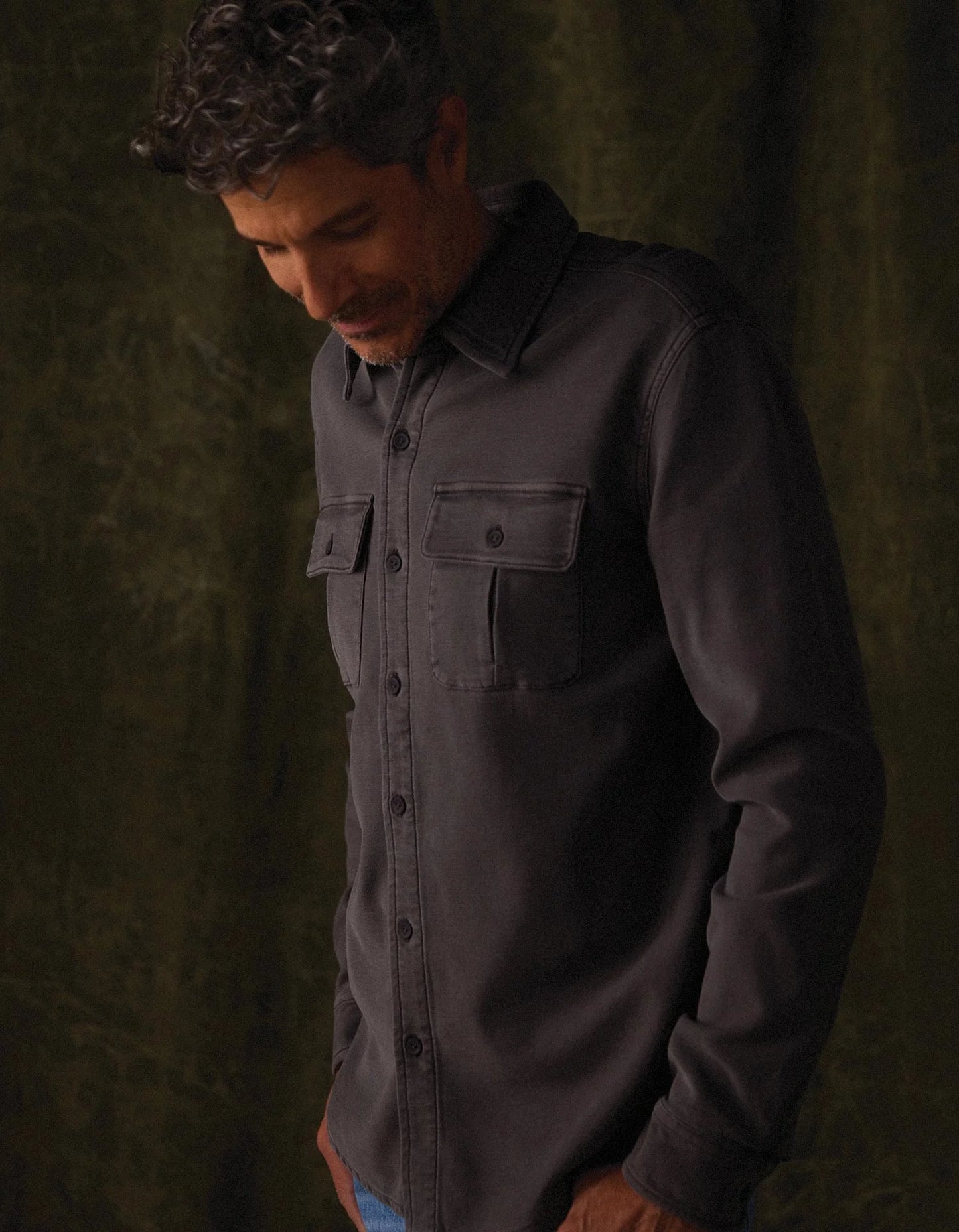 Comfort Terry Shirt Jacket - Steel