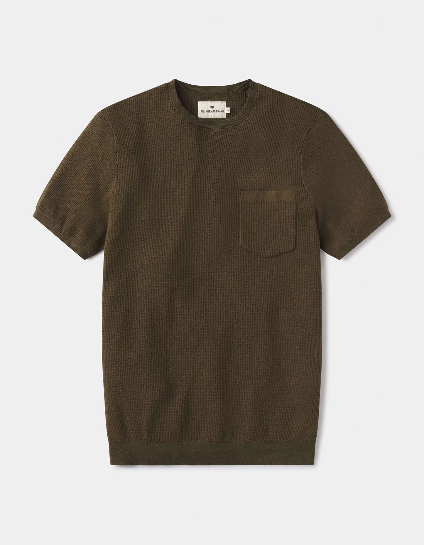 Waffle Knit Sweater Tee - Olive