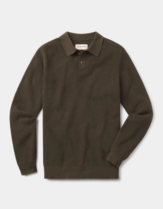 Robles Knit Waffle Stitch Polo - Alpine