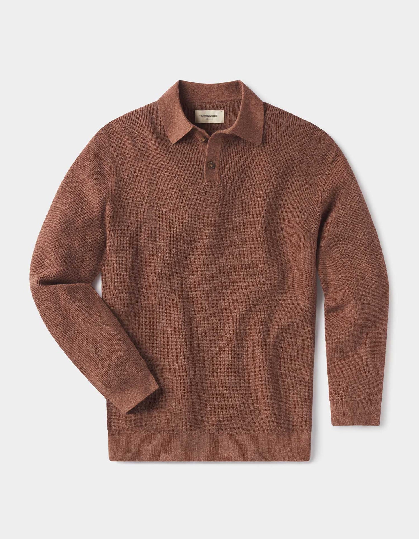 Robles Knit Waffle Stitch Polo - Heather Brown