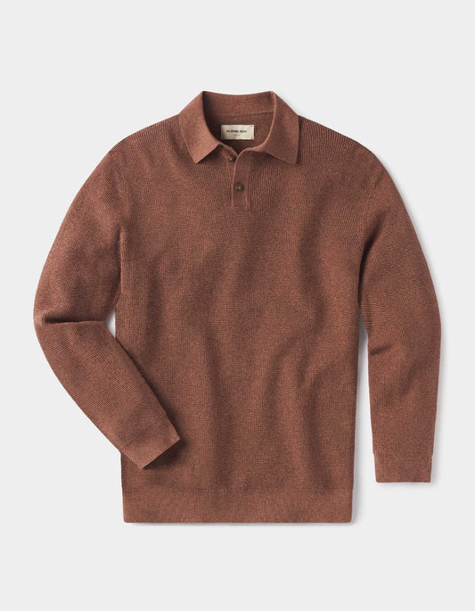 Robles Knit Waffle Stitch Polo - Heather Brown