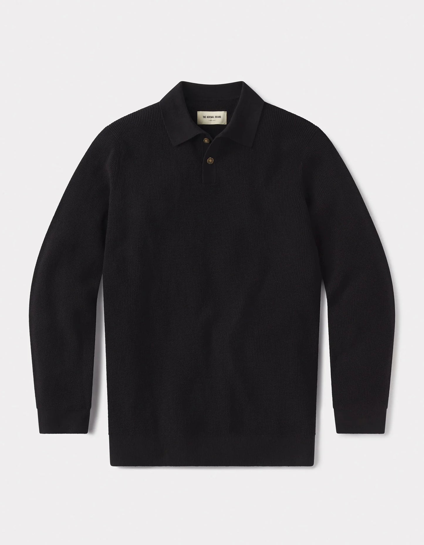 Robles Knit Waffle Stitch Polo - Black