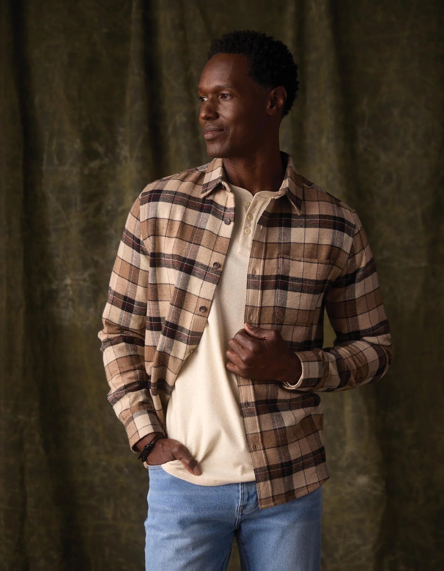 Louis Heavyweight Flannel Overshirt - Mink Plaid