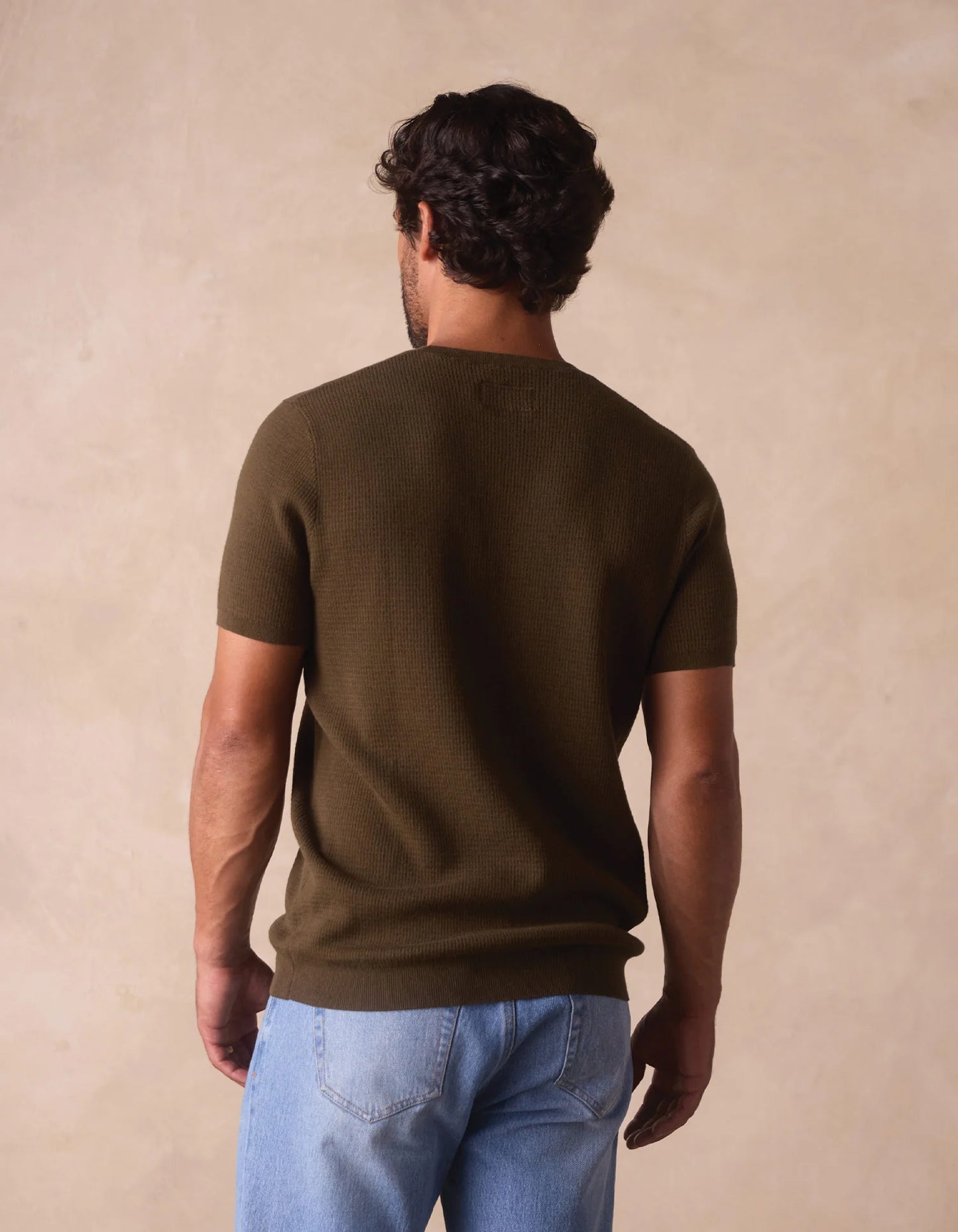 Waffle Knit Sweater Tee - Olive
