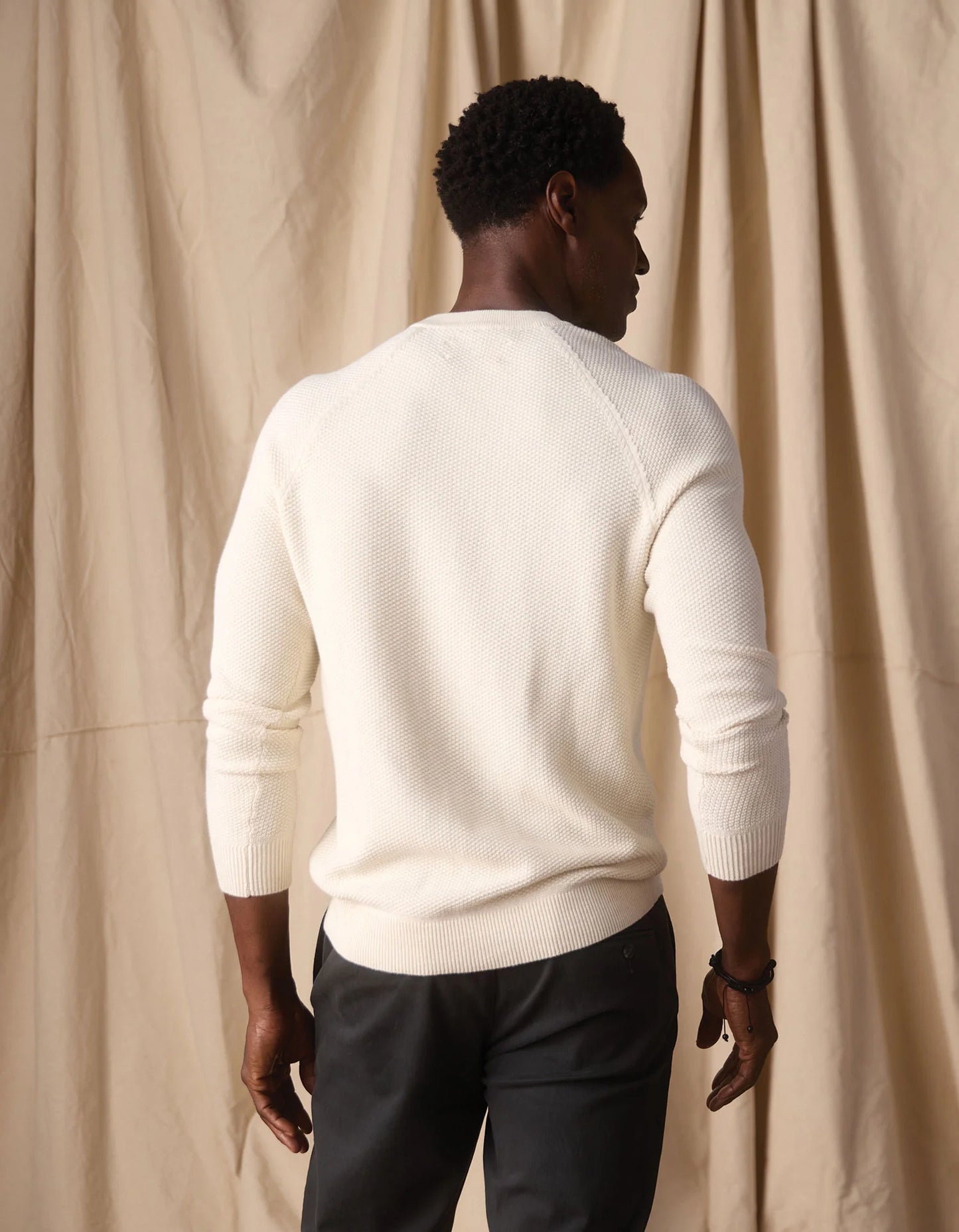 COOLMAX Textured Sweater Henley - Ivory