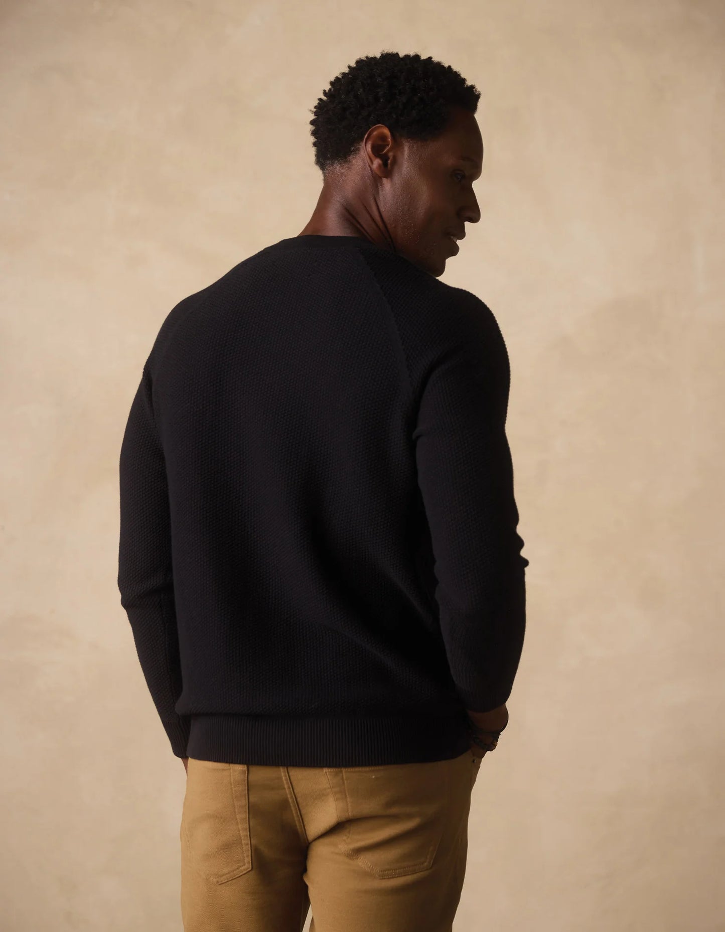 COOLMAX Textured Sweater Henley - Black