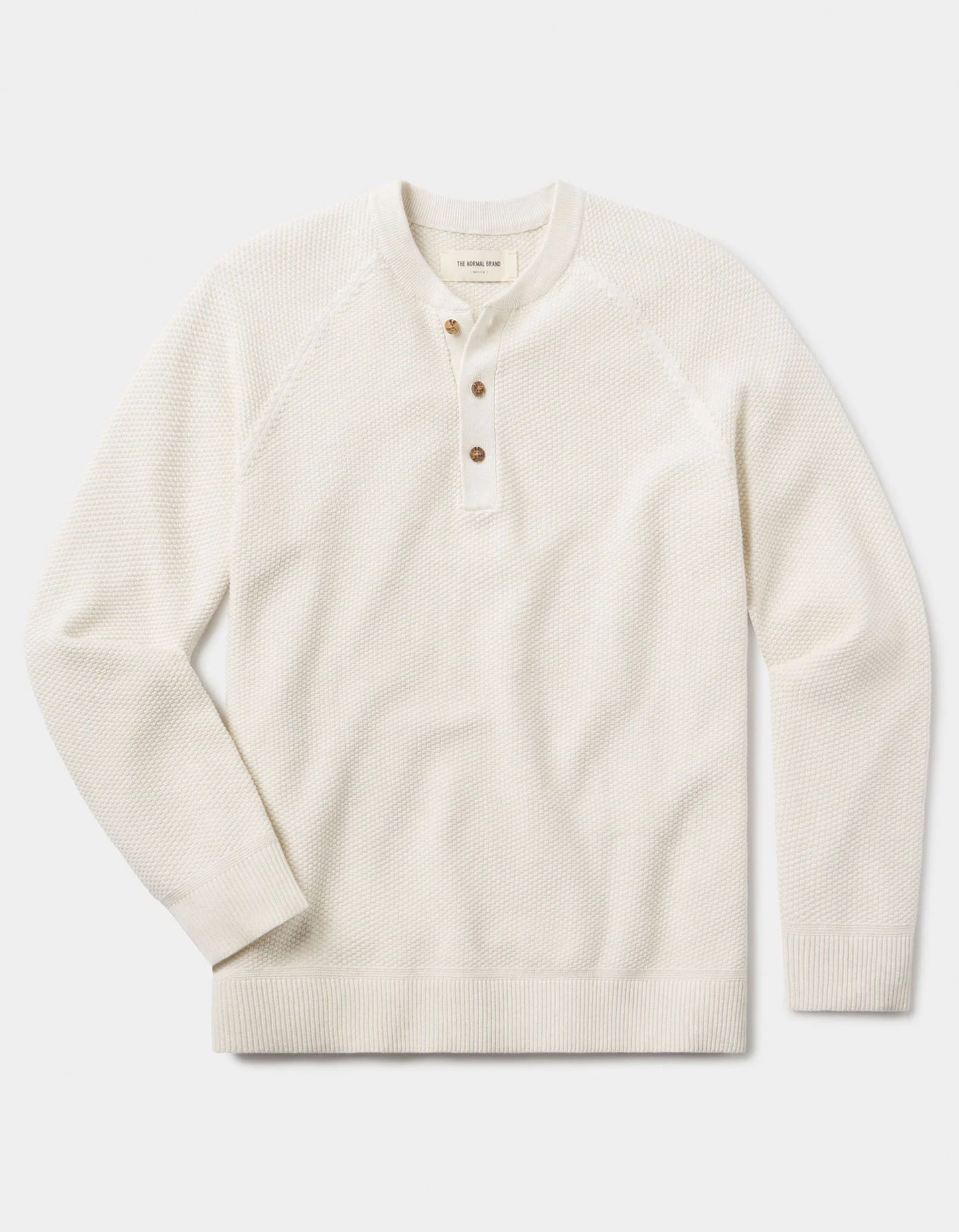 COOLMAX Textured Sweater Henley - Ivory